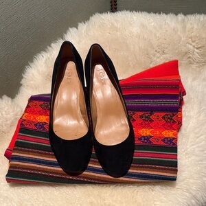 J. Crew Factory Store Block-Heel Black Suede Pumps🌟!!!!!VGUC!!!!!🌟